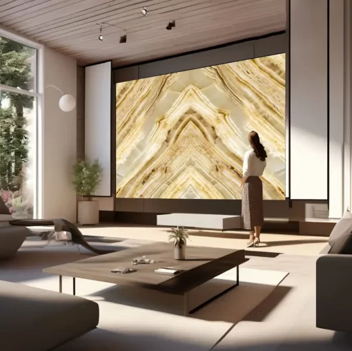 Tranh pvc tráng gương ốp tường vân đá đối xứng TC1371