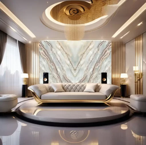 Tranh pvc tráng gương ốp tường vân đá đối xứng TC1373