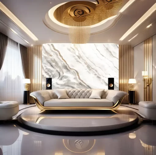 Tranh pvc tráng gương ốp tường vân đá TC1376