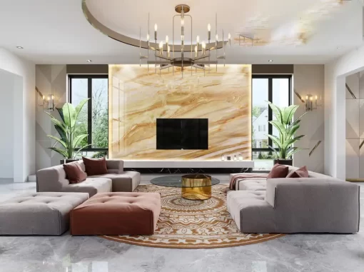 Tranh pvc tráng gương ốp tường vân đá TC1380