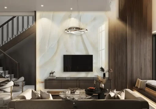 Tranh pvc tráng gương ốp tường vân đá TC1448