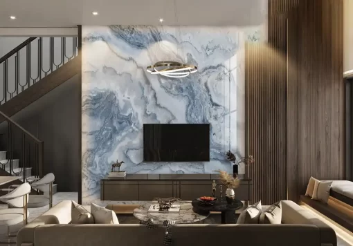 Tranh pvc tráng gương ốp tường vân đá TC1450