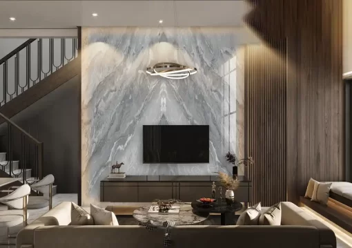 Tranh pvc tráng gương ốp tường vân đá TC1451