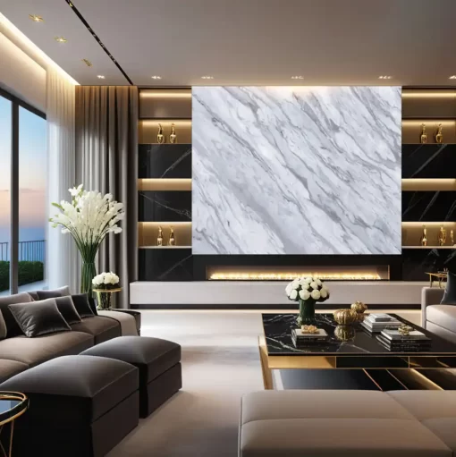 Tranh pvc tráng gương ốp tường vân đá TC1384