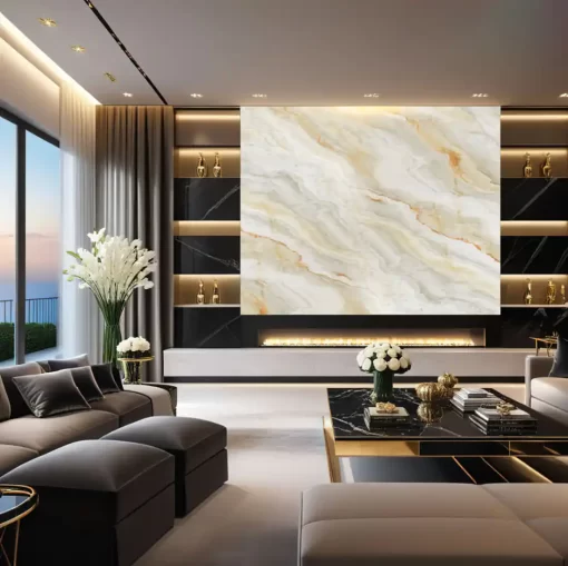 Tranh pvc tráng gương ốp tường vân đá TC1385