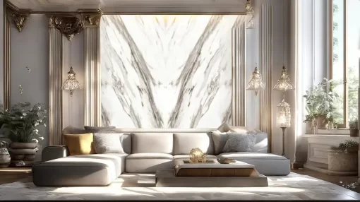 Tranh pvc tráng gương ốp tường vân đá đối xứng TC1387