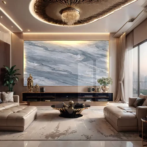 Tranh pvc tráng gương ốp tường vân đá TC1389