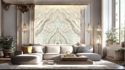 Tranh pvc tráng gương ốp tường vân đá đối xứng TC1390