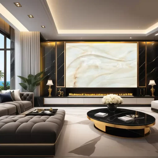 Tranh pvc tráng gương ốp tường vân đá TC1400