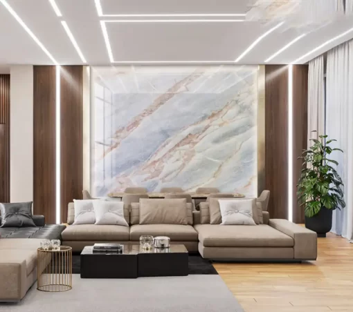 Tranh pvc tráng gương ốp tường vân đá TC1403