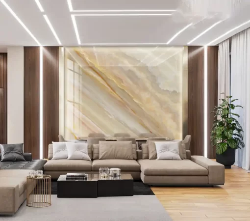 Tranh pvc tráng gương ốp tường vân đá TC1404