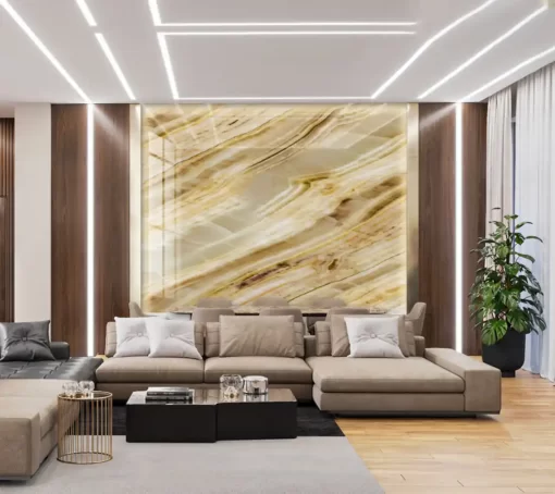 Tranh pvc tráng gương ốp tường vân đá TC1405