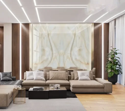 Tranh pvc tráng gương ốp tường vân đá đối xứng TC1406