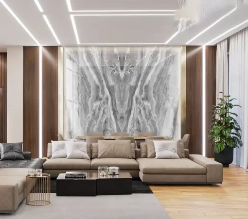 Tranh pvc tráng gương ốp tường vân đá đối xứng TC1407