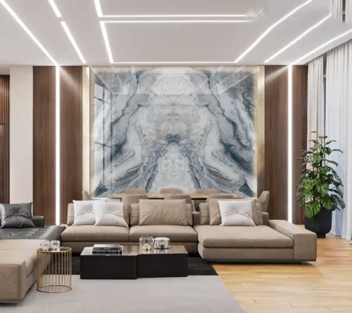 Tranh pvc tráng gương ốp tường vân đá đối xứng TC1408