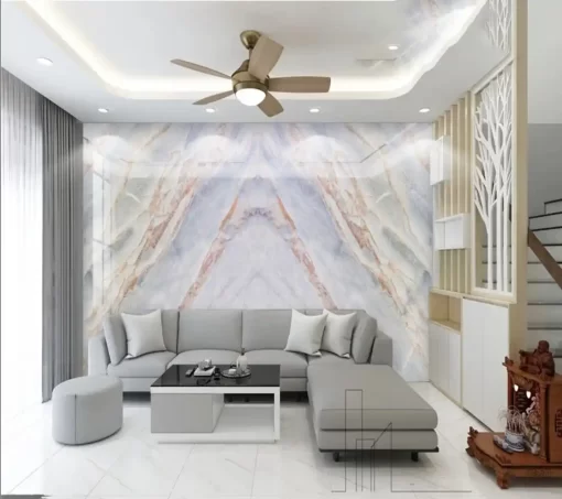 Tranh pvc tráng gương ốp tường vân đá đối xứng TC1409