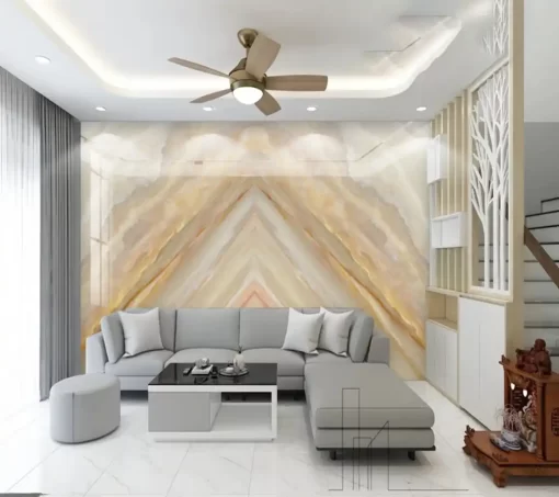 Tranh pvc tráng gương ốp tường vân đá đối xứng TC1410