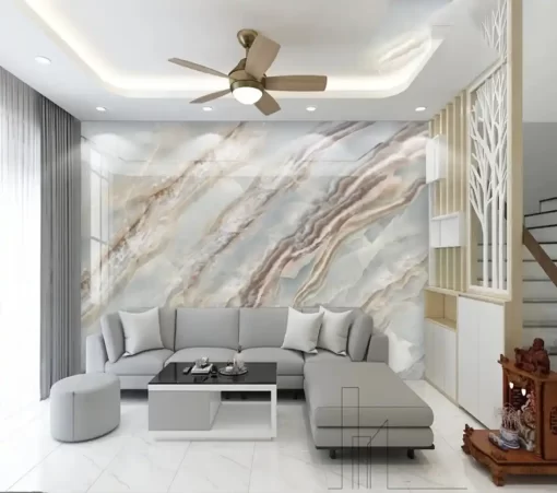 Tranh pvc tráng gương ốp tường vân đá TC1412