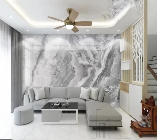 Tranh pvc tráng gương ốp tường vân đá TC1413