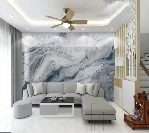 Tranh pvc tráng gương ốp tường vân đá TC1414