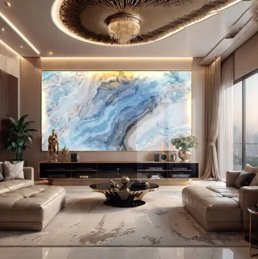 Tranh pvc tráng gương ốp tường vân đá TC1415