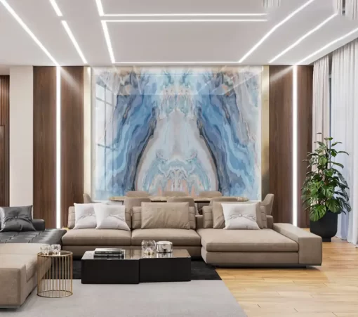 Tranh pvc tráng gương ốp tường vân đá đối xứng TC1416