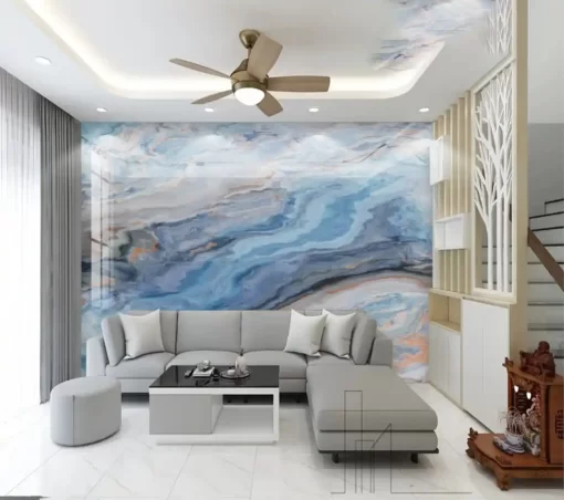 Tranh pvc tráng gương ốp tường vân đá TC1417