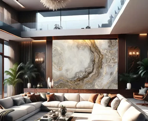 Tranh pvc tráng gương ốp tường vân đá TC1420