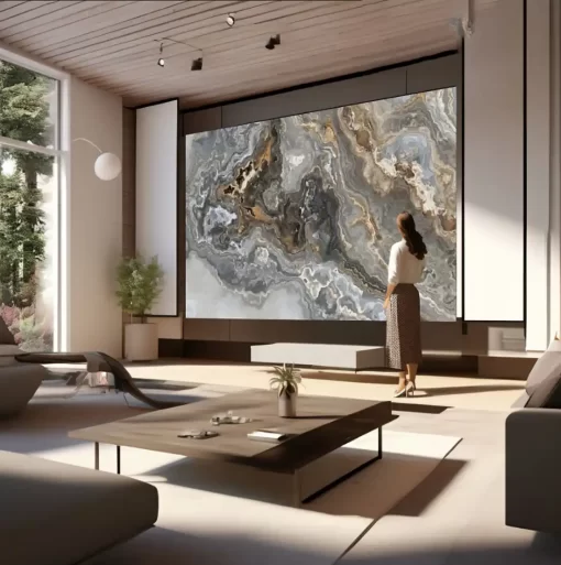 Tranh pvc tráng gương ốp tường vân đá TC1425