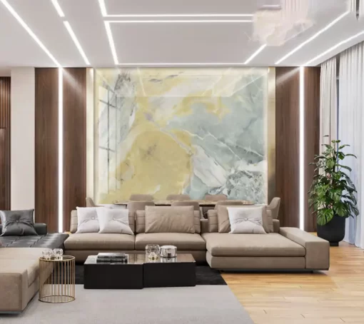 Tranh pvc tráng gương ốp tường vân đá TC1428