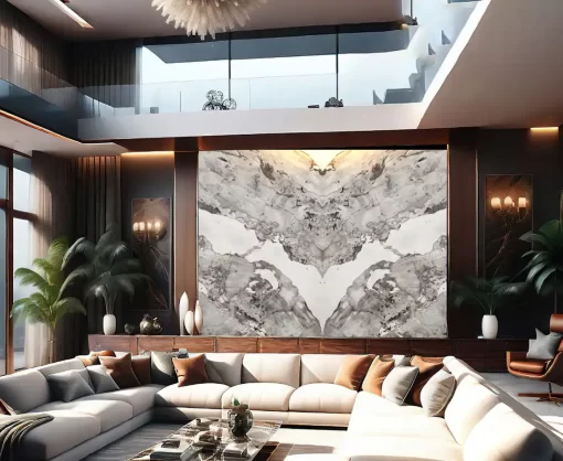 Tranh pvc tráng gương ốp tường vân đá đối xứng TC1432