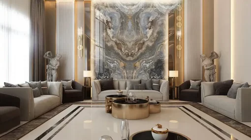 Tranh pvc tráng gương ốp tường vân đá đối xứng TC1434