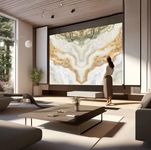 Tranh pvc tráng gương ốp tường vân đá đối xứng TC1436