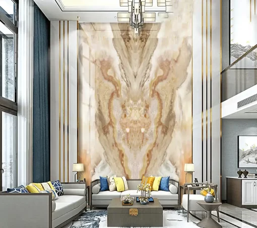 Tranh pvc tráng gương ốp tường vân đá đối xứng thông tầng TC1437