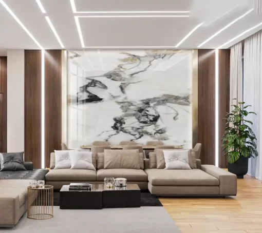 Tranh pvc tráng gương ốp tường vân đá TC1440