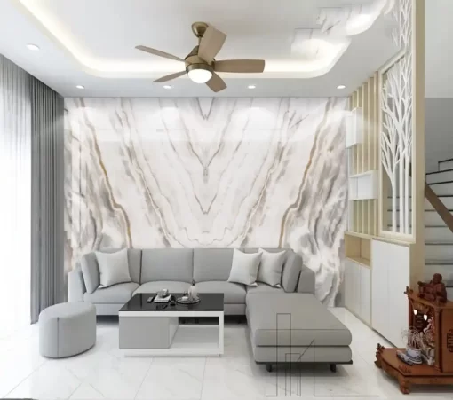 Tranh pvc tráng gương ốp tường vân đá đối xứng TC1441