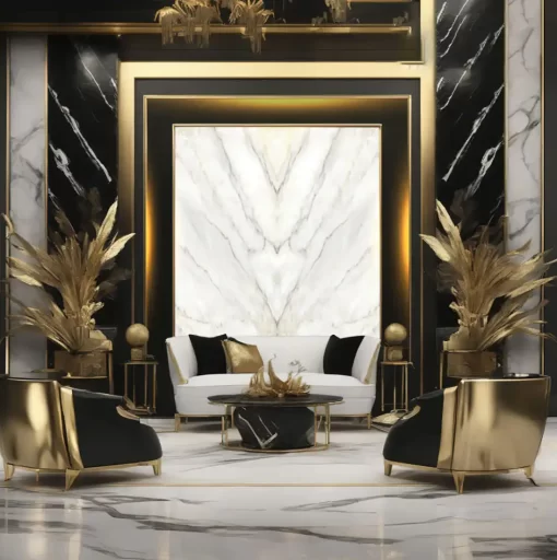 Tranh pvc tráng gương ốp tường vân đá đối xứng TC1454