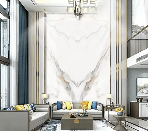 Tranh pvc tráng gương ốp tường vân đá đối xứng thông tầng TC1456