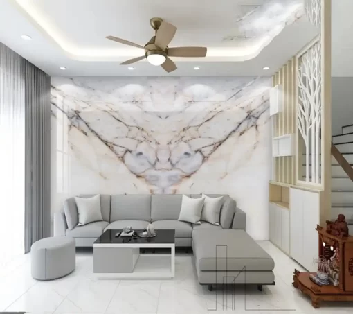 Tranh pvc tráng gương ốp tường vân đá đối xứng TC1460