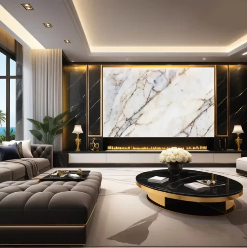 Tranh pvc tráng gương ốp tường vân đá TC1461