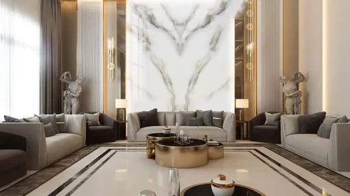 Tranh pvc tráng gương ốp tường vân đá đối xứng TC1465