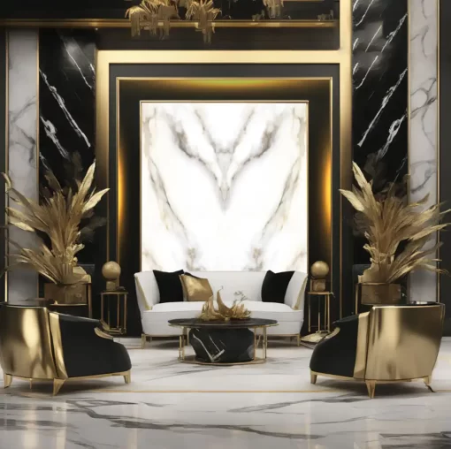 Tranh pvc tráng gương ốp tường vân đá đối xứng TC1466