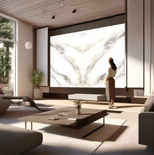 Tranh pvc tráng gương ốp tường vân đá đối xứng TC1467