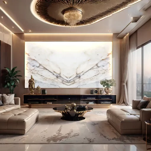 Tranh pvc tráng gương ốp tường vân đá đối xứng TC1470