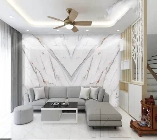 Tranh pvc tráng gương ốp tường vân đá đối xứng TC1472