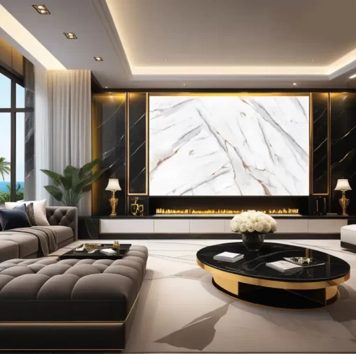 Tranh pvc tráng gương ốp tường vân đá TC1473