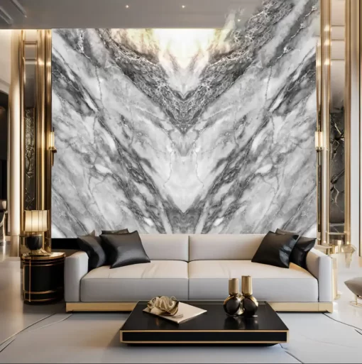 Tranh pvc tráng gương ốp tường vân đá đối xứng TC1476