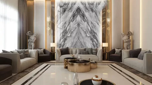 Tranh pvc tráng gương ốp tường vân đá đối xứng TC1477