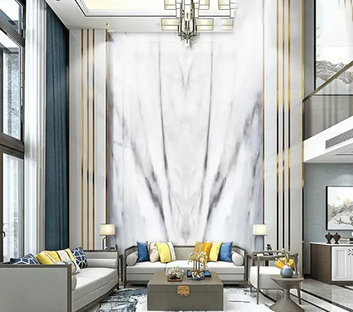 Tranh pvc tráng gương ốp tường vân đá đối xứng thông tầng TC1480