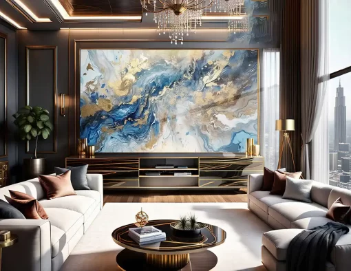 Tranh pvc tráng gương ốp tường vân đá TC1484